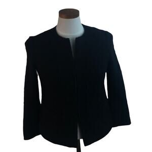 Vince Womens Classic Black Tweed Blazer Collarless Jacket Wool blend size 4